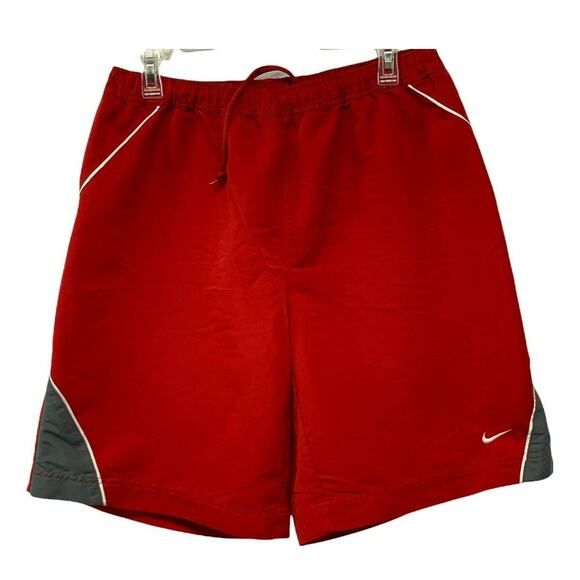 Nike Mens Red Basketball Shorts Size Large W32 Drawstring Athletic Elastic Waist - Picture 1 of 9